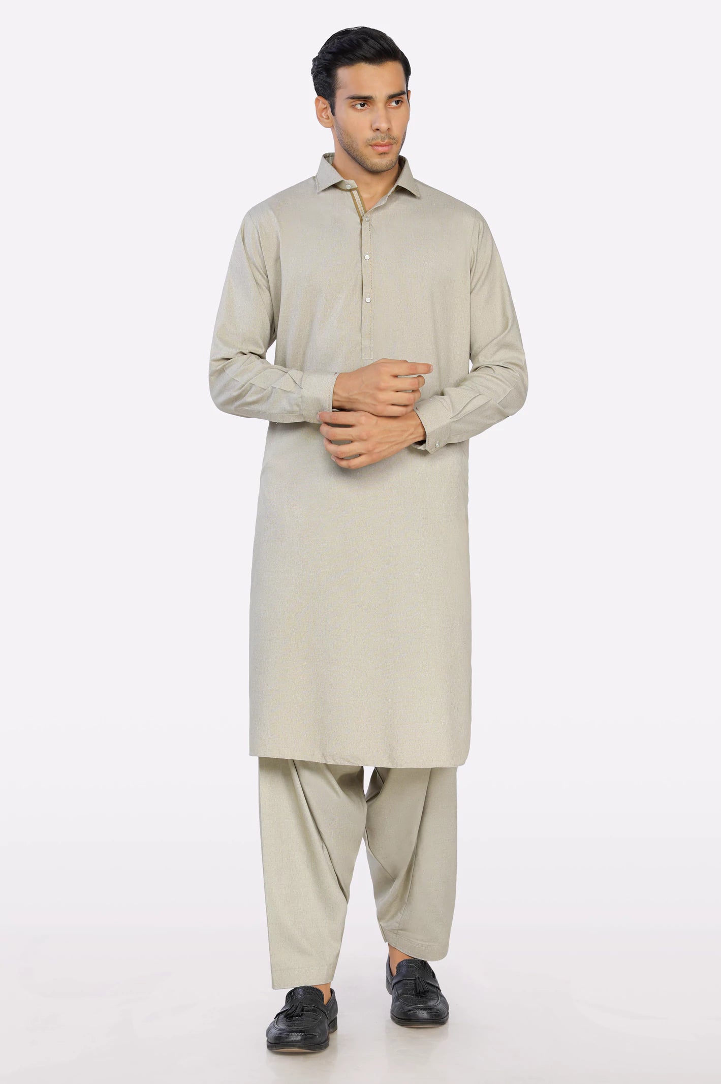 Wash & Wear Beige Shalwar Kameez