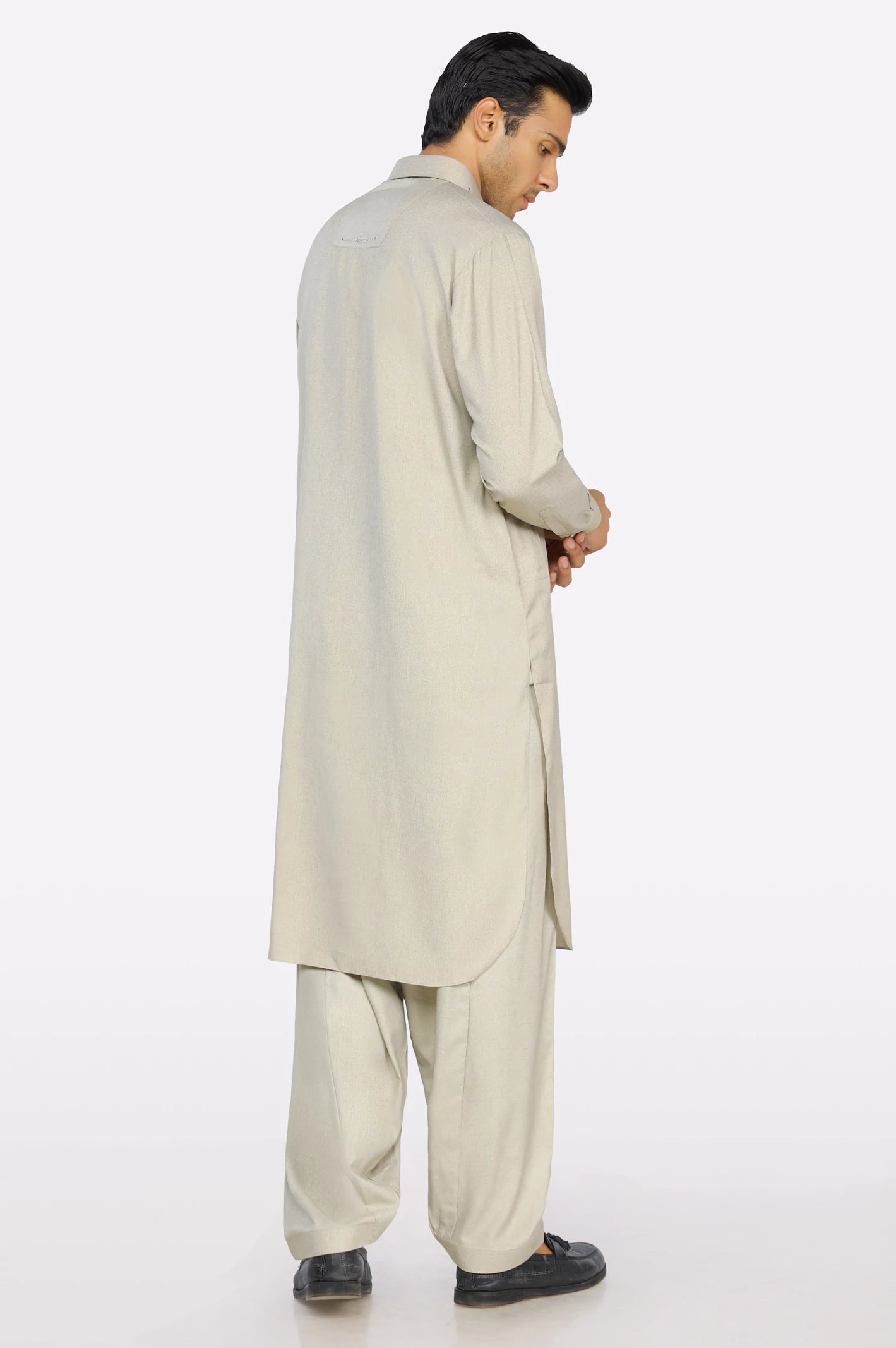 Men Wash & Wear Beige Shalwar Kameez