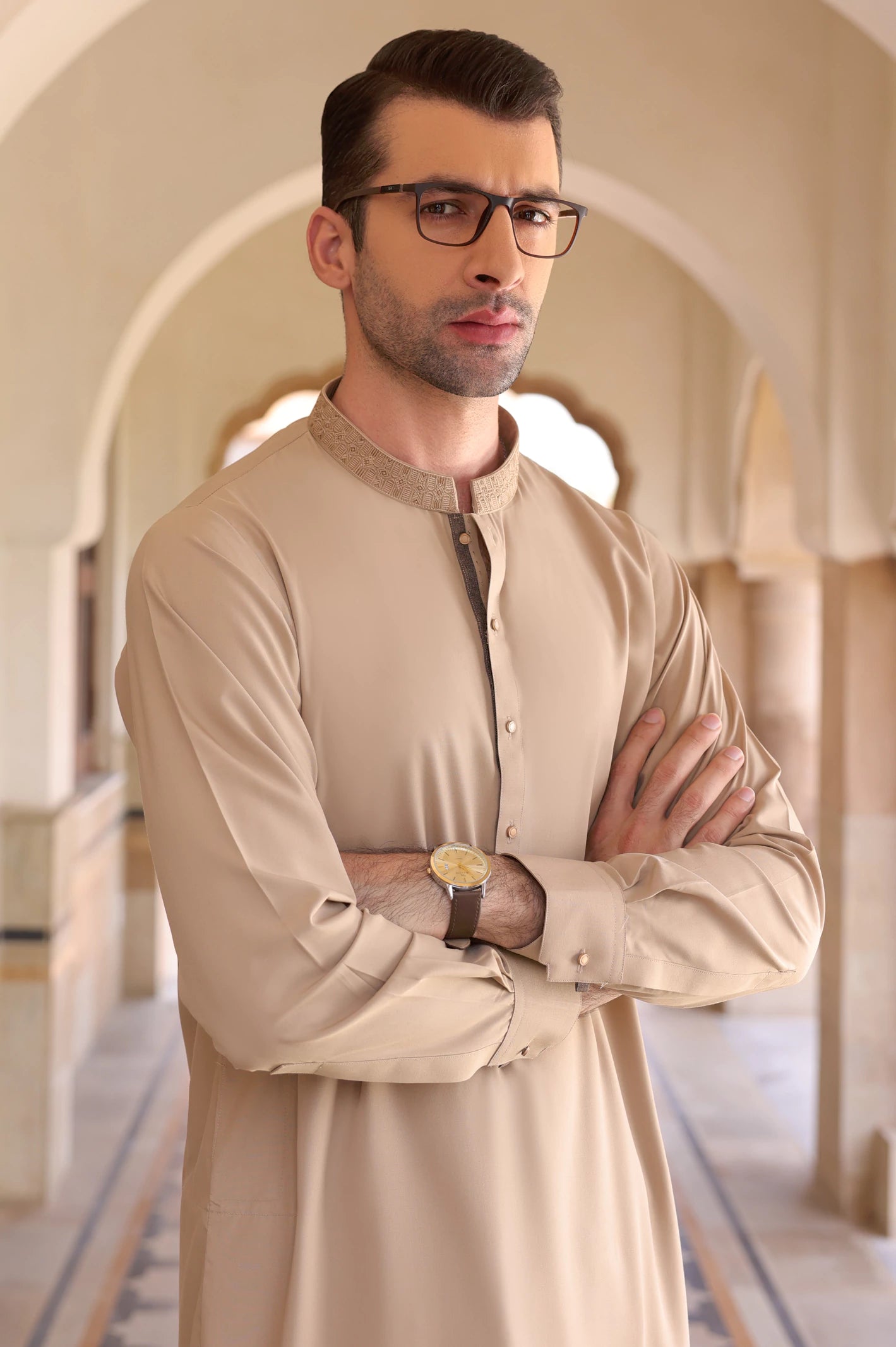 Khaki Wash & Wear Shalwar Kameez