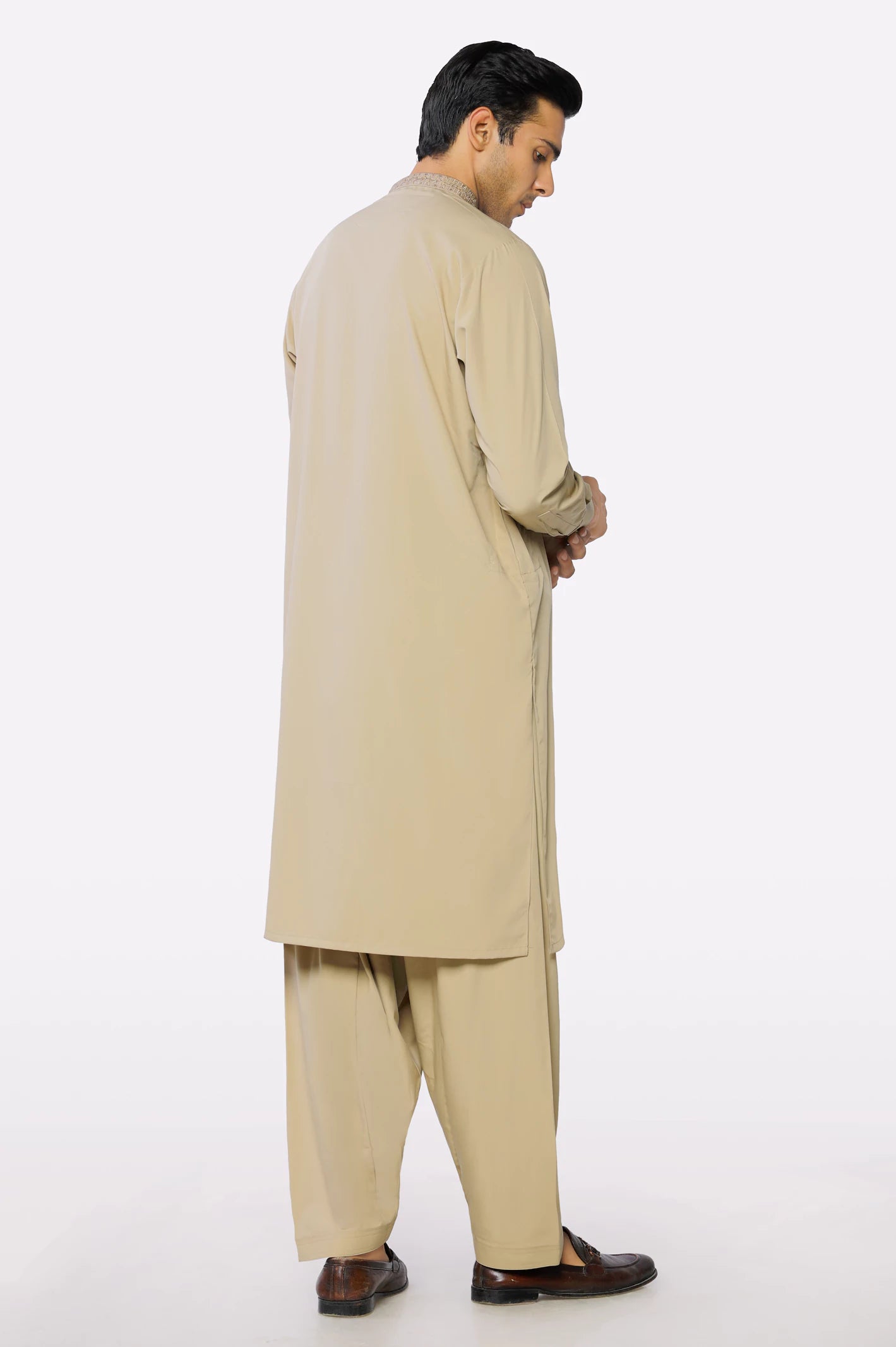 Men Khaki Cotton Shalwar Kameez