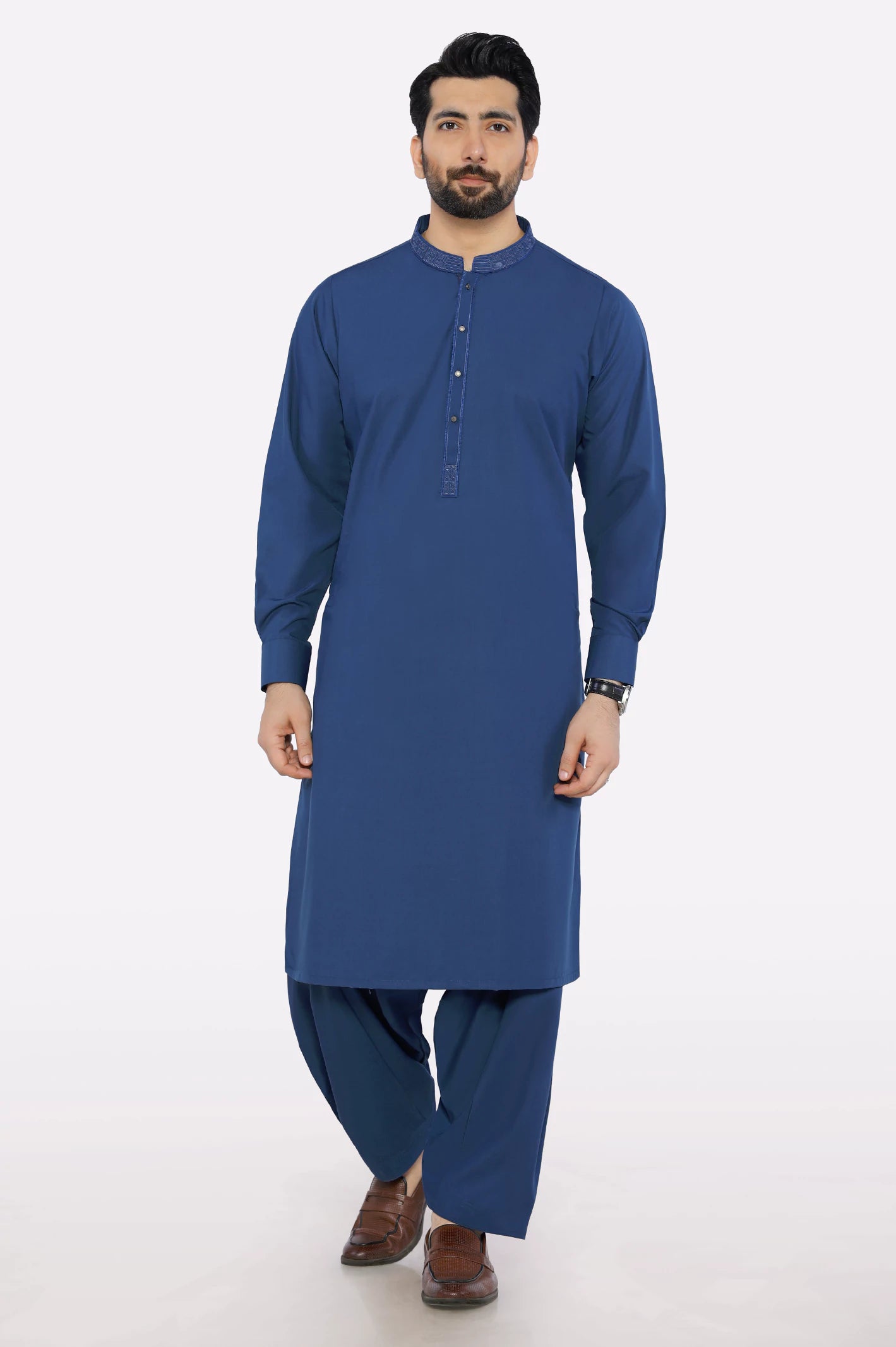 Men Dark Blue Wear Shalwar Kameez