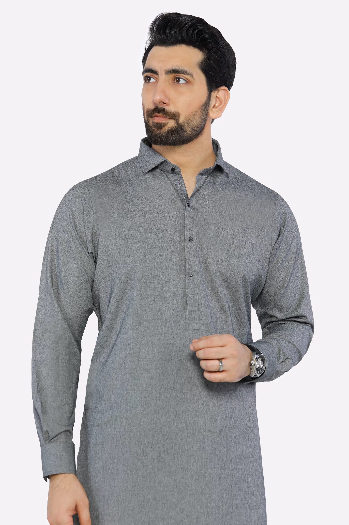 Dark Grey Wash & Wear Shalwar Kameez