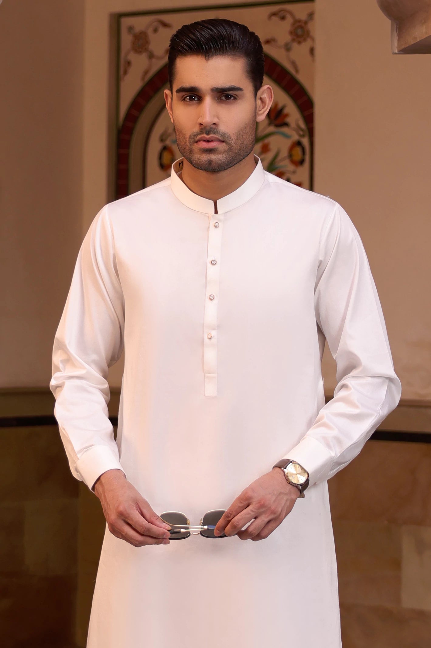 Off White Cotton Shalwar Kameez