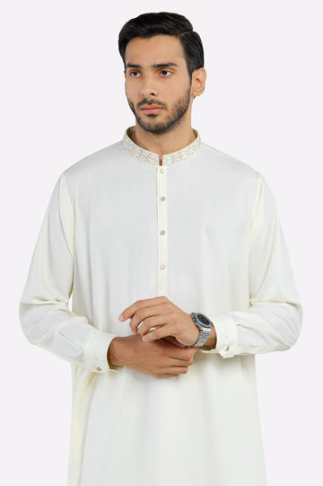Cream Wash & Wear Shalwar Kameez