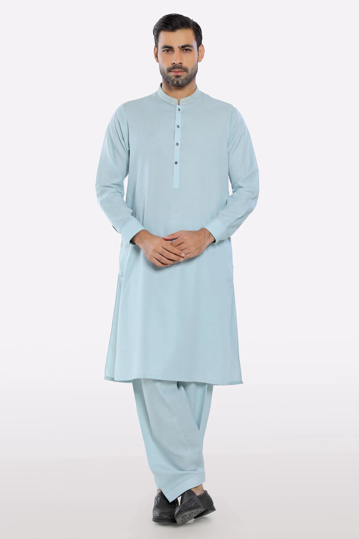 Wash & Wear Light Grey Shalwar Kameez