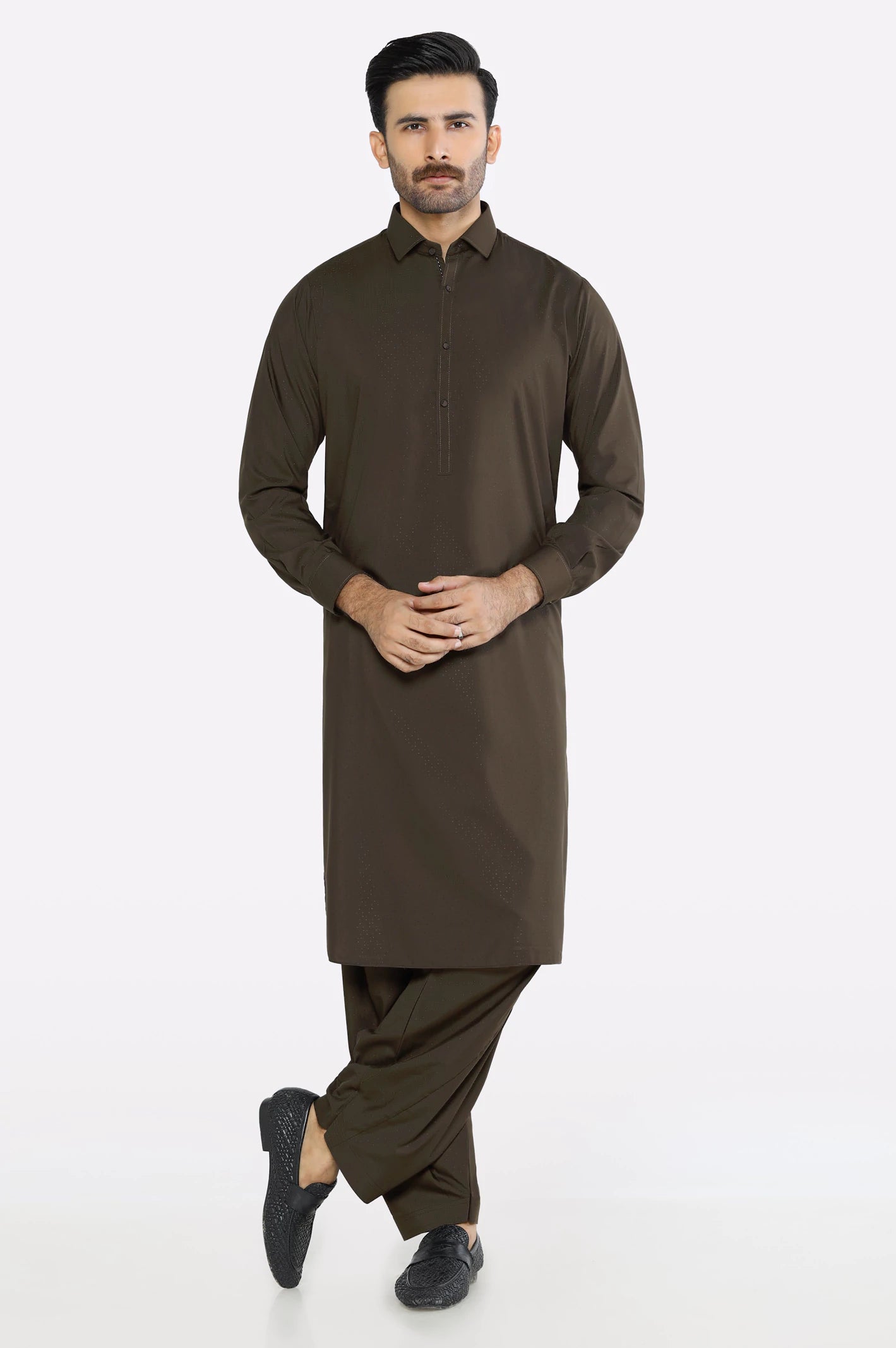 Dark Green Wash & Wear Shalwar Kameez for Men