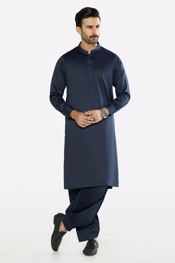 Men Navy Blue Cotton Shalwar Kameez