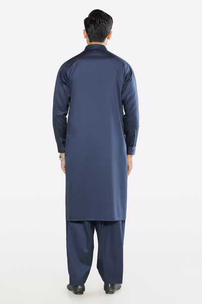 Navy Blue Cotton Shalwar Kameez for Men