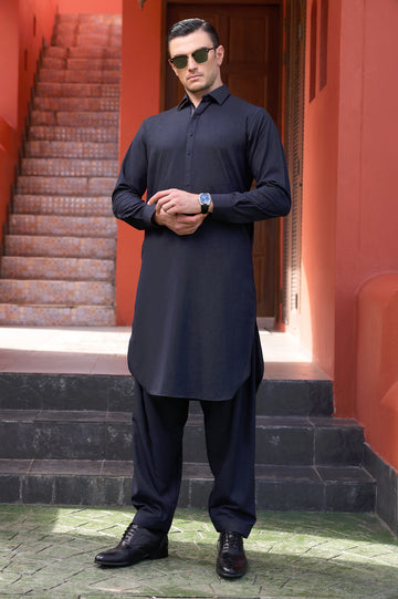 Dark Blue Wash & Wear Shalwar Kameez