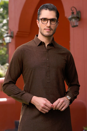 Brown Wash & Wear Shalwar Kameez