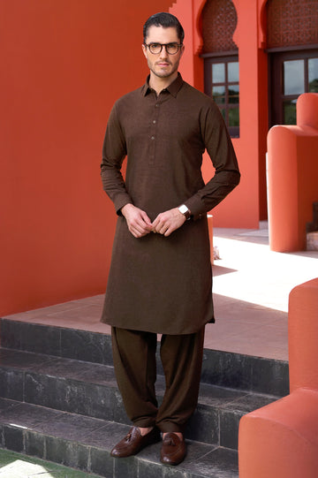 Brown Wash & Wear Shalwar Kameez