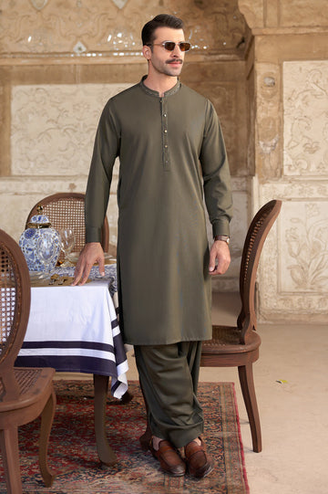 Dark Green Wash & Wear Shalwar Kameez