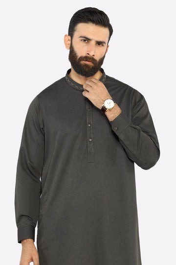 Dark Grey Wash & Wear Shalwar Kameez