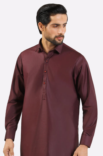 Maroon Wash & Wear Shalwar Kameez