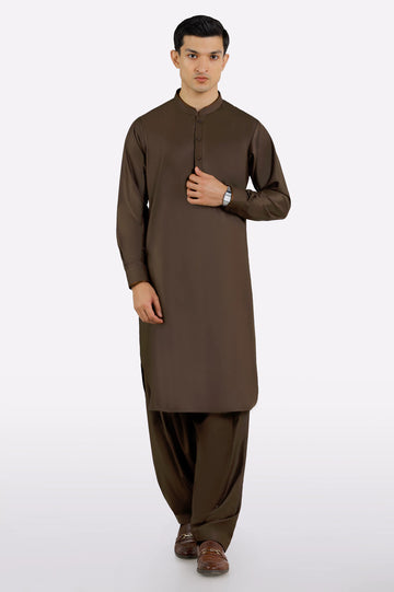 Dark Brown Wash & Wear Shalwar Kameez