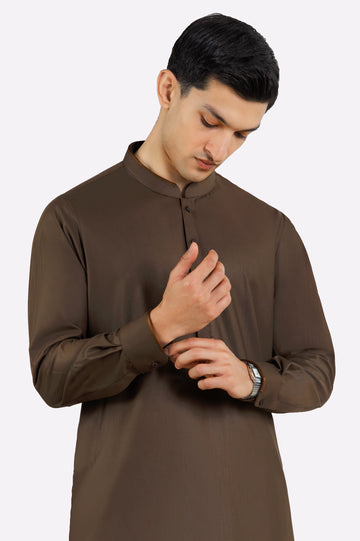 Dark Brown Wash & Wear Shalwar Kameez