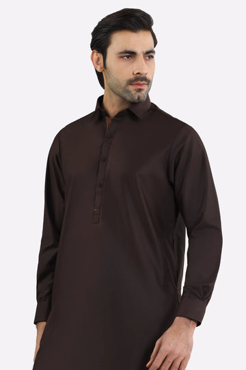 Coffee Brown Wash & Wear Shalwar Kameez
