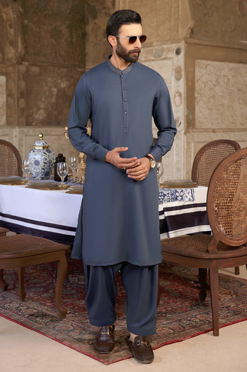 Dark Blue Wash & Wear Shalwar Kameez