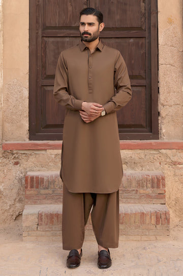 Brown Wash & Wear Shalwar Kameez