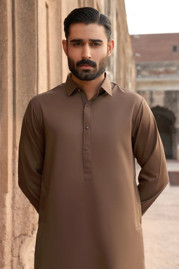Brown Wash & Wear Shalwar Kameez