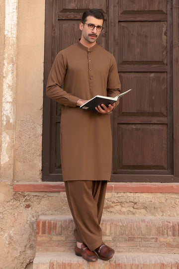 Brown Wash & Wear Shalwar Kameez