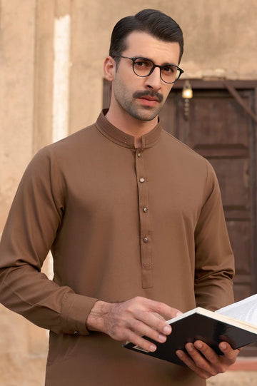 Brown Wash & Wear Shalwar Kameez
