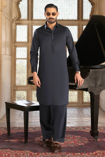 Navy Blue Wash & Wear Shalwar Kameez