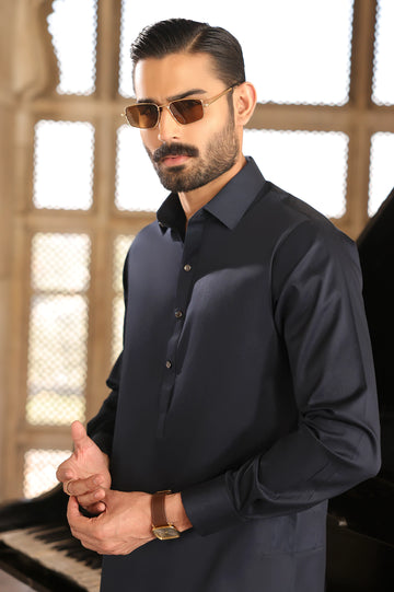 Navy Blue Wash & Wear Shalwar Kameez