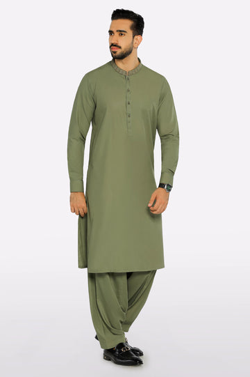 Olive Wash & Wear Shalwar Kameez