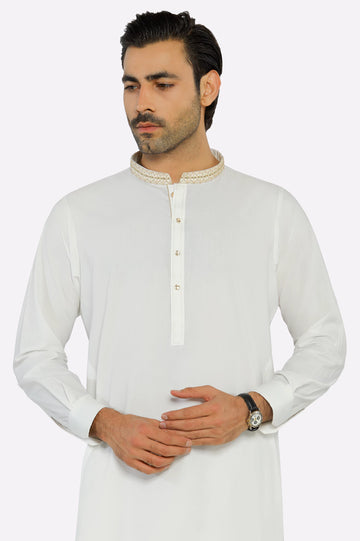 Off White Wash & Wear Shalwar Kameez