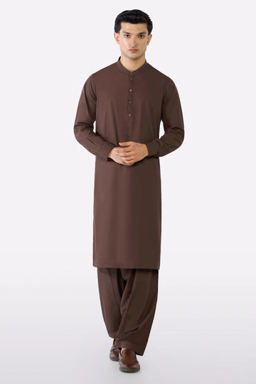 Dark Brown Wash & Wear Shalwar Kameez
