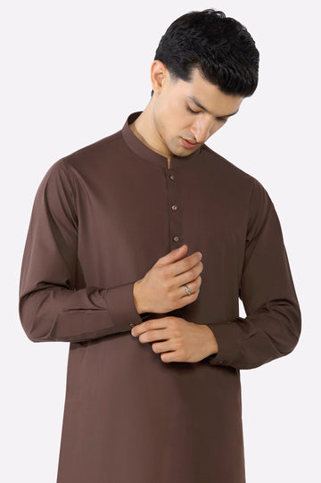 Dark Brown Wash & Wear Shalwar Kameez