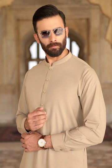 Fawn Wash & Wear Shalwar Kameez