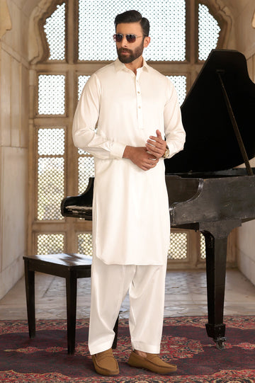 Off White Cotton Shalwar Kameez