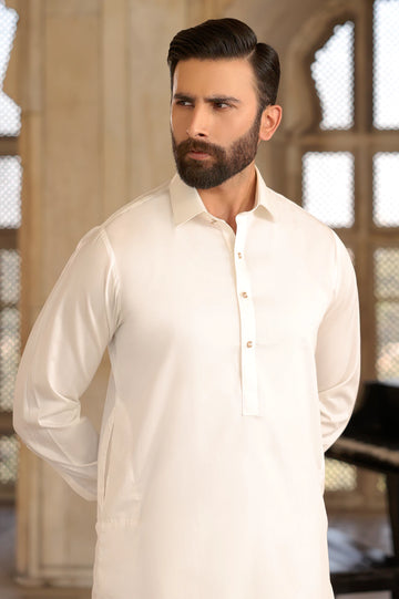 Off White Cotton Shalwar Kameez