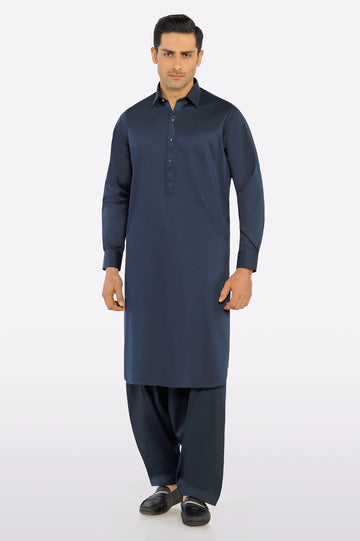 Navy Blue Cotton Shalwar Kameez