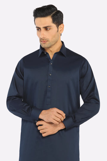 Navy Blue Cotton Shalwar Kameez