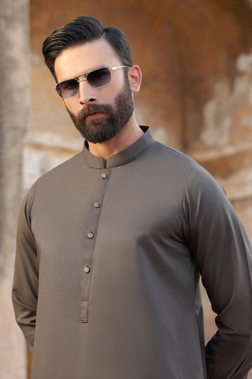 Dark Brown Wash & Wear Shalwar Kameez