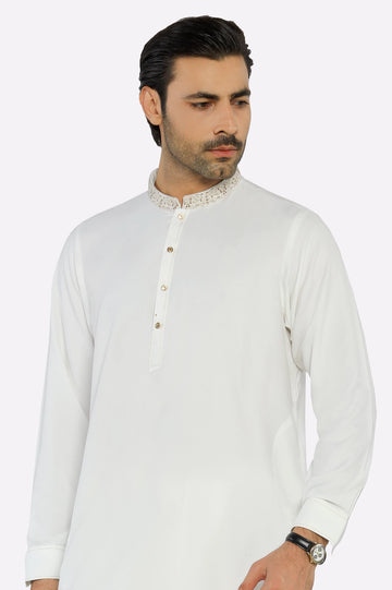 Cream Wash & Wear Shalwar Kameez