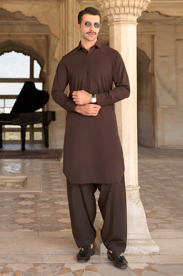 Coffee Brown Wash & Wear Shalwar Kameez