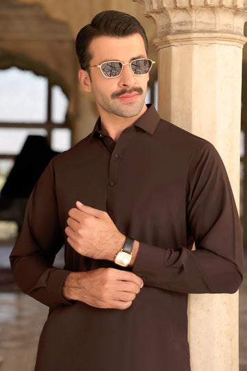 Coffee Brown Wash & Wear Shalwar Kameez