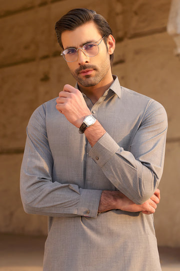 Light Grey Wash & Wear Shalwar Kameez