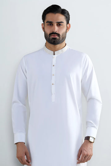 Off White Wash & Wear Shalwar Kameez