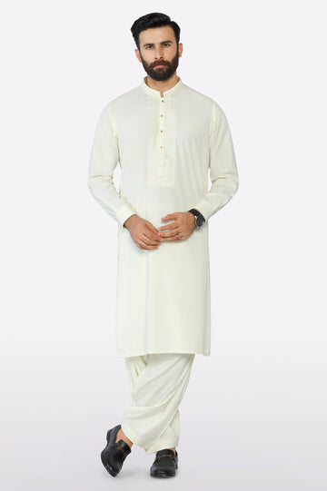 Cream Wash & Wear Shalwar Kameez