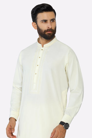 Cream Wash & Wear Shalwar Kameez
