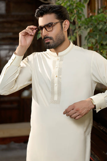 Cream Wash & Wear Shalwar Kameez