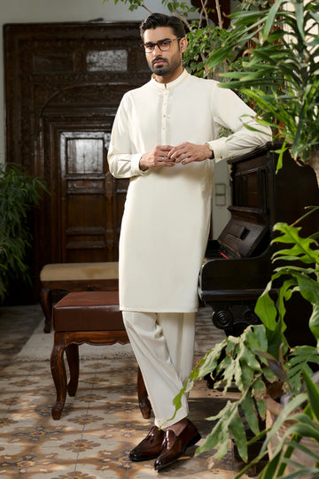 Cream Wash & Wear Shalwar Kameez