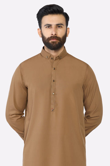 Brown Wash & Wear Shalwar Kameez