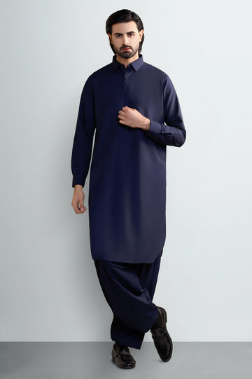 Navy Blue Wash & Wear Shalwar Kameez