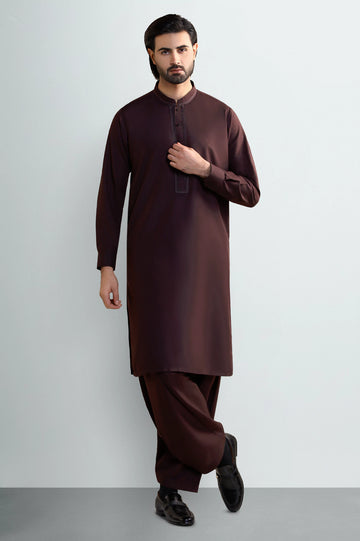 Coffee Brown Wash & Wear Shalwar Kameez